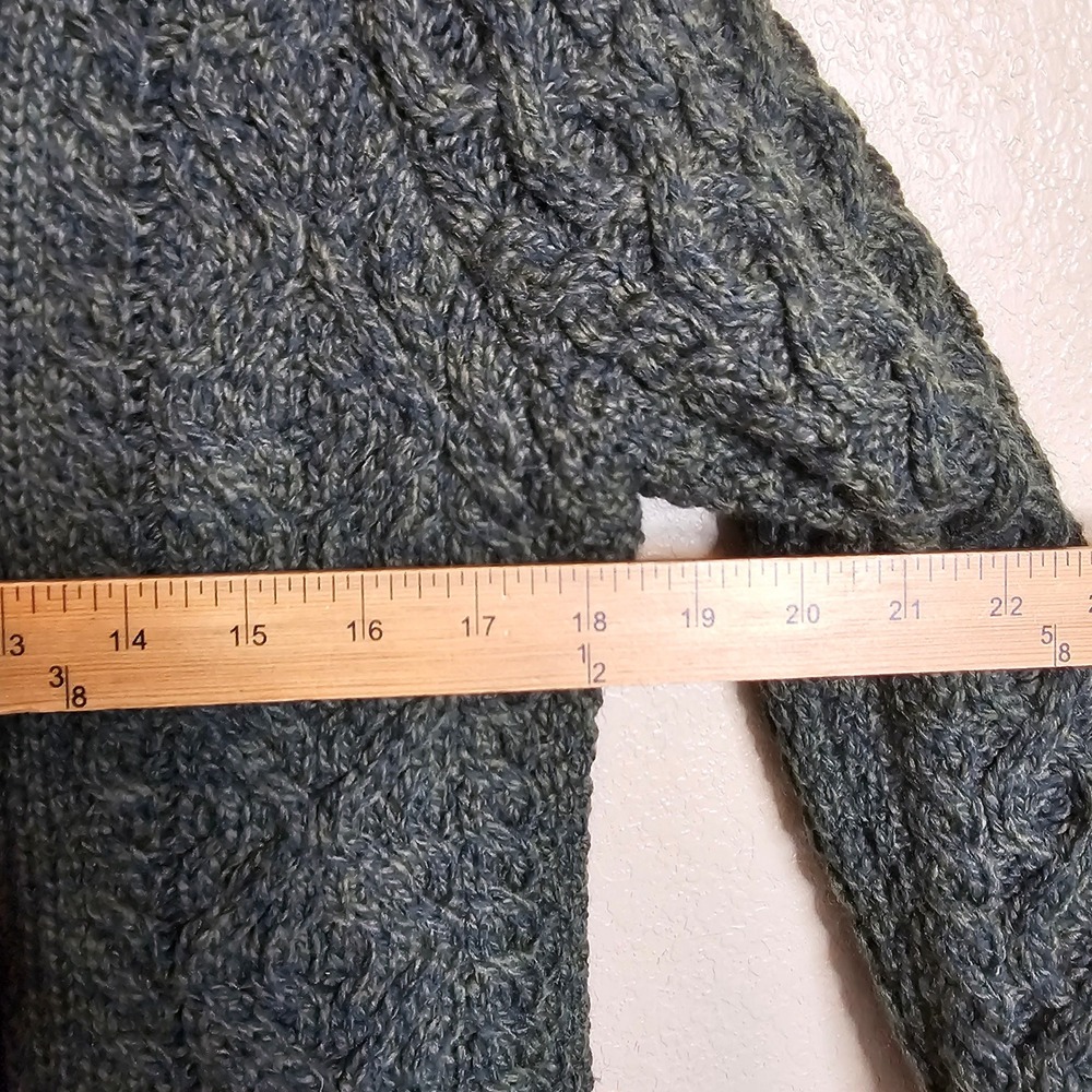 NWOT Aran Crafts Irish Merino Wool Side Zip Cardigan Sweater Coat Green Small - Picture 9 of 9